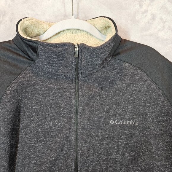 Columbia Mens XL 1/4 Zip Charcoal Gray Pullover Sherpa Collar Omni-Shield Logo - Picture 6 of 10